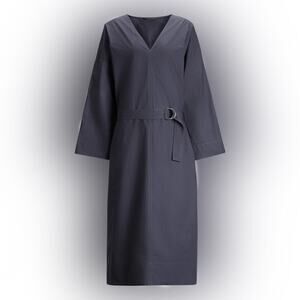 Joseph Navy Etta Cotton Poplin Midi Dress Lagenlook Quiet Luxury - Small/ EU34